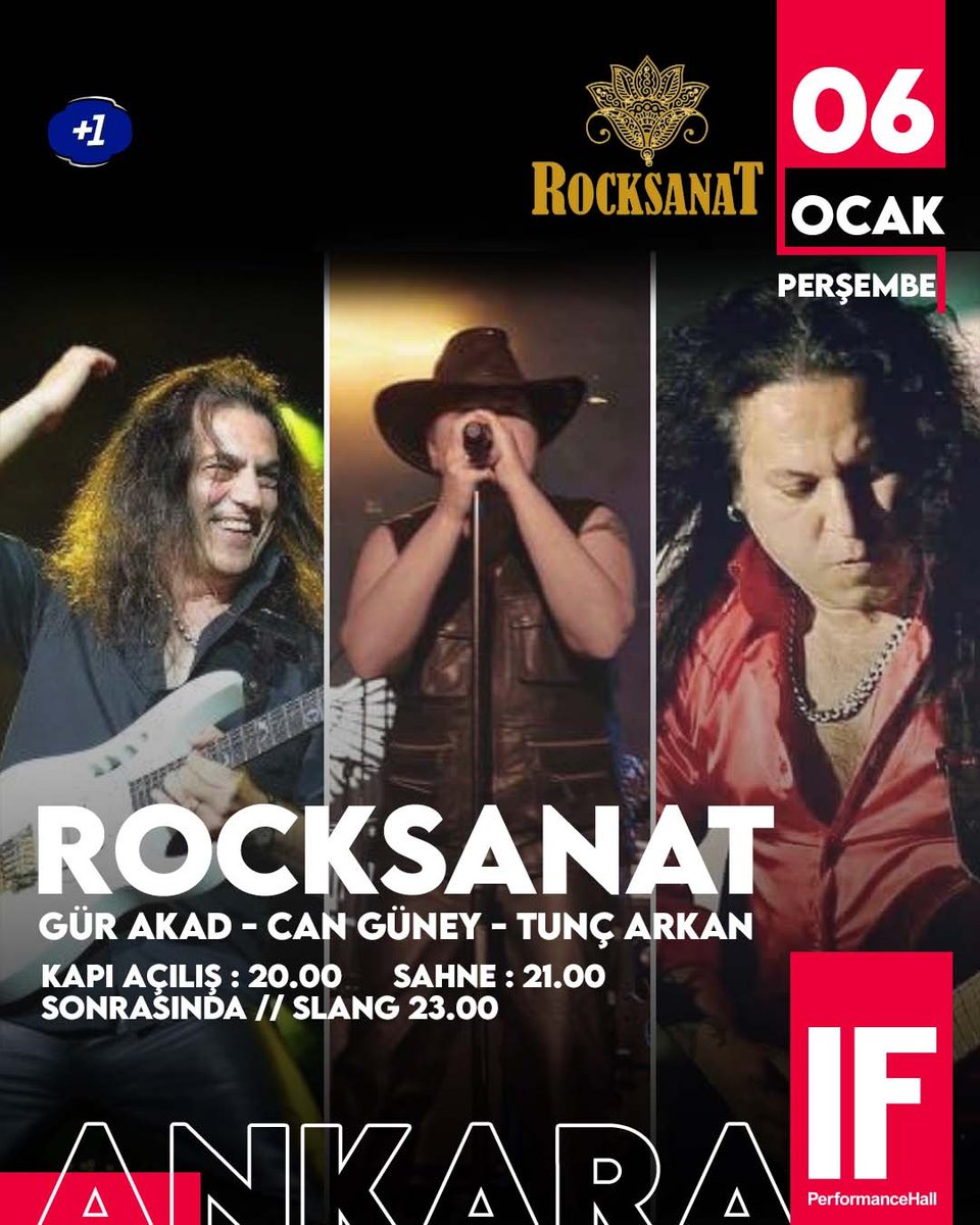 IFPerformance's tweet photo. "ROCKSANAT: GÜR AKAD & CAN GÜNEY & TUNÇ ARKAN" bu akşam saat 21'de IF sahnesinde!
Biletler https://t.co/ARL9PA2WAc
Sonrasında ise saat 23'ten itibaren "SLANG" sizlerle...🤘
#ifperformancehall #Ankara #Concert #KırmızıyaKoş #GeceIFteBiter #RockSanat #GurAkad #CanGuney #TuncArkan https://t.co/GfxS1pu4iz