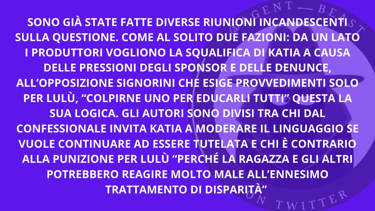 Agent__Beast's tweet photo. Due pesi e due misure: aggiornamento sulla situazione Lulù-Katia #GFVIP https://t.co/vKEmGvdO5t