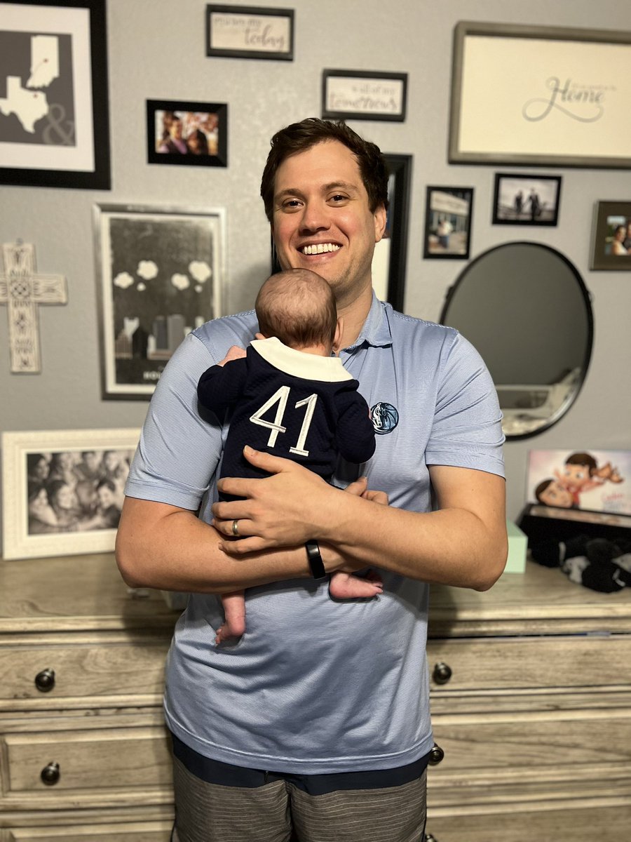 apmcvicker's tweet photo. Like father like son! Passing down the love and appreciation for @swish41 and the @dallasmavs 
#MFFL #DirkDay https://t.co/bnIpISuvJY