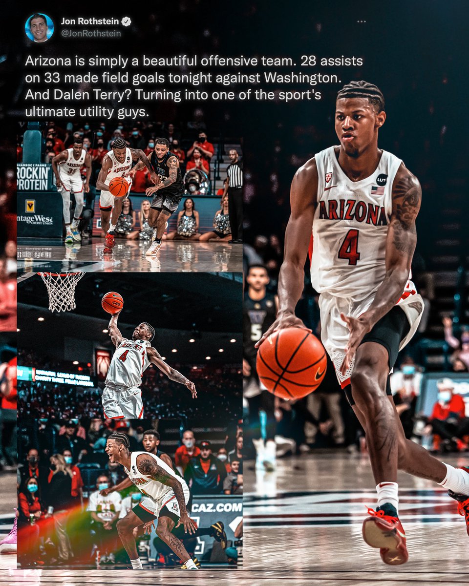 ArizonaMBB's tweet photo. Difference Maker ‼️ @DalenTerry 

13 PTS, 11 REB &amp; 8 AST on Monday night 

#BearDown #RunWithUs https://t.co/4kATPF6tLk