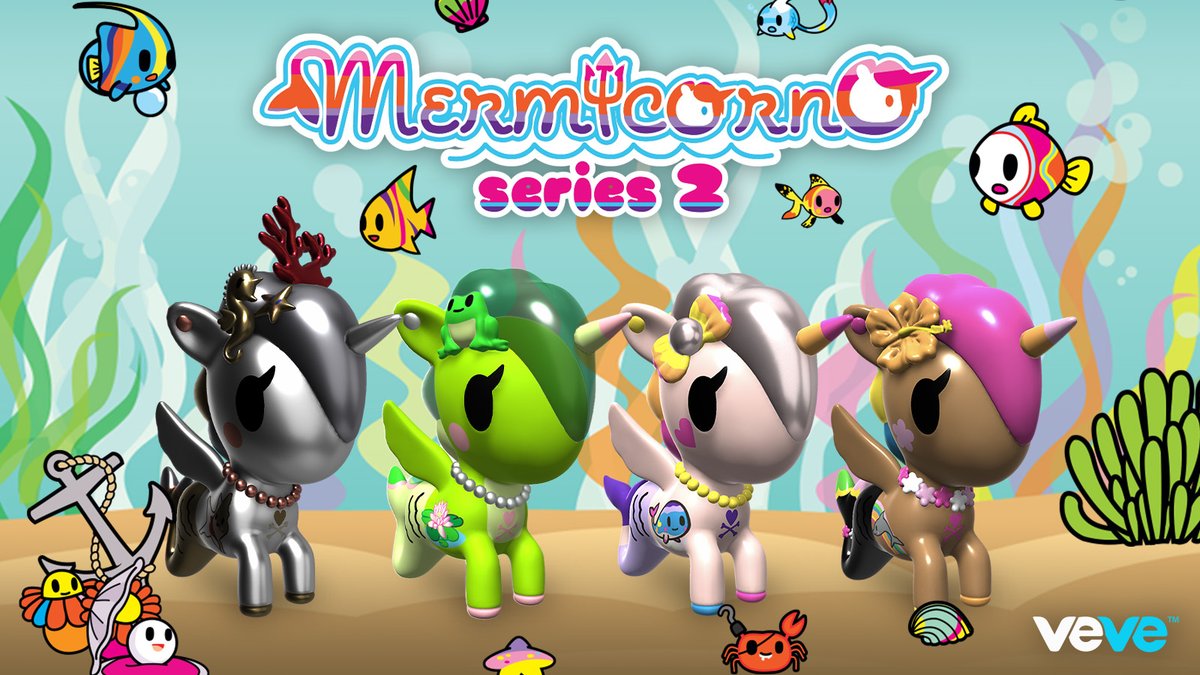 veve_official's tweet image. At long last, the Mermicornos are back! @tokidoki Mermicorno Series 2 drops in blind box format this Saturday, 8 January at 8 AM PT only on the VeVe app! 🌠

#tokidokixVeVe