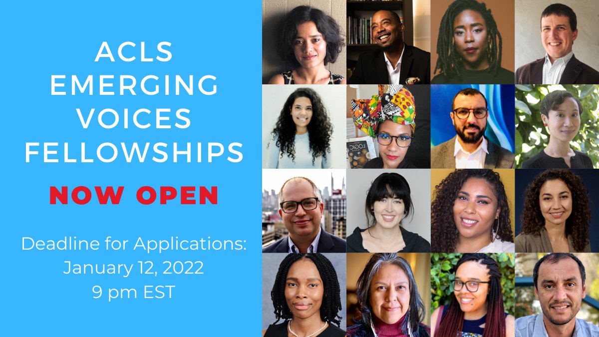 ACLS1919's tweet image. Don't forget to apply by Jan 12, 9pm EST for an Emerging Voices Fellowship! These 2-year positions at select ACLS Research Consortium Universities include research, teaching &amp;amp; leadership components for early career scholars in humanities &amp;amp; social sciences: bit.ly/3GIyBvd