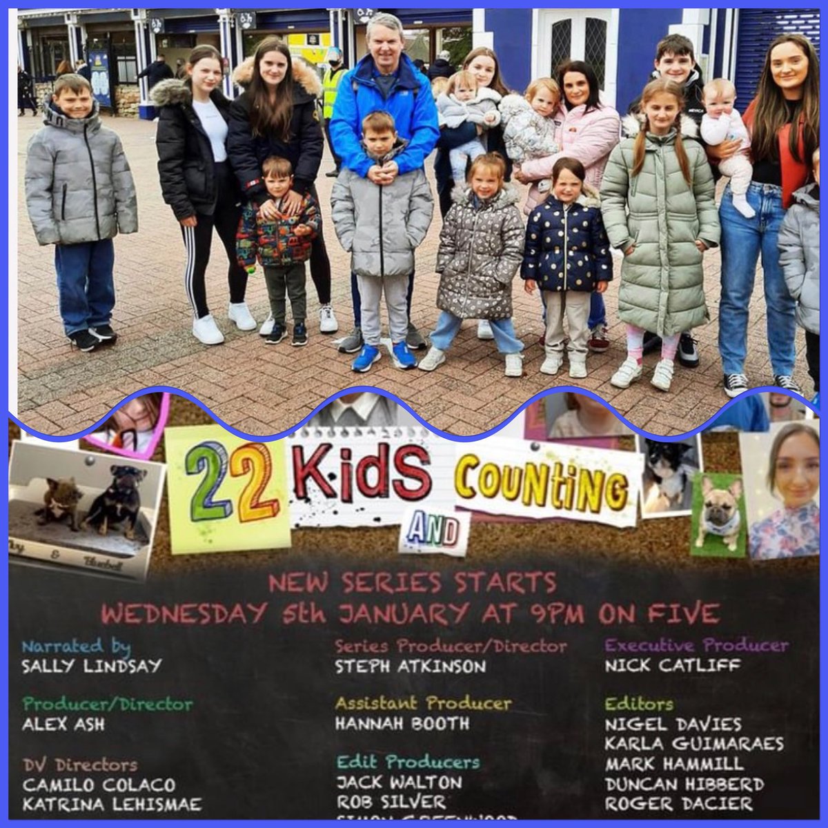 Time to catch up with #TheRadfords in this new 10 part series @LionTelevision #22kidsandcounting starting tonight at 9pm on @channel5_tv narrated by our own 🎙 ⭐️ @sally_lindsay