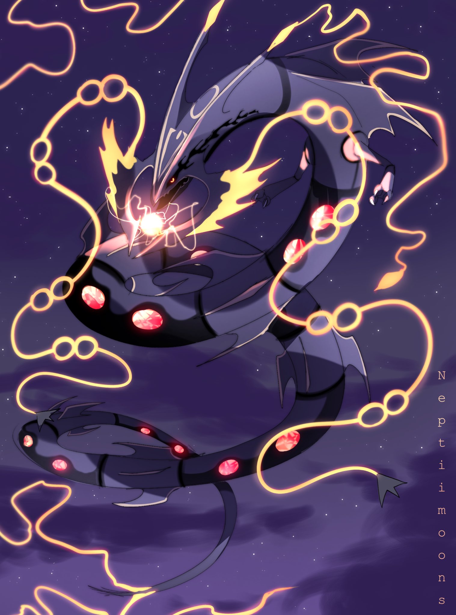 Been working on this shiny mega rayquaza digital art, a mega and