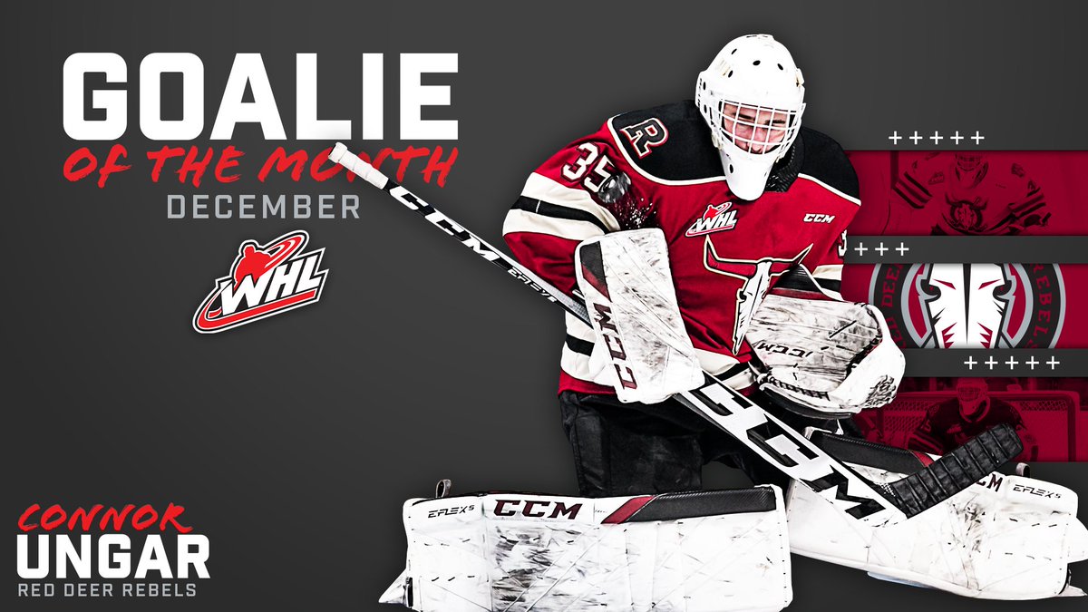 He posted a perfect 5-0-0-0 record in December, and sits third among WHL netminders in both GAA (2.06) and SV% (.925).

Connor Ungar of the <a href="/Rebelshockey/">Red Deer Rebels</a> is the WHL Goaltender of the Month for December!

📰 | bit.ly/0105GOM