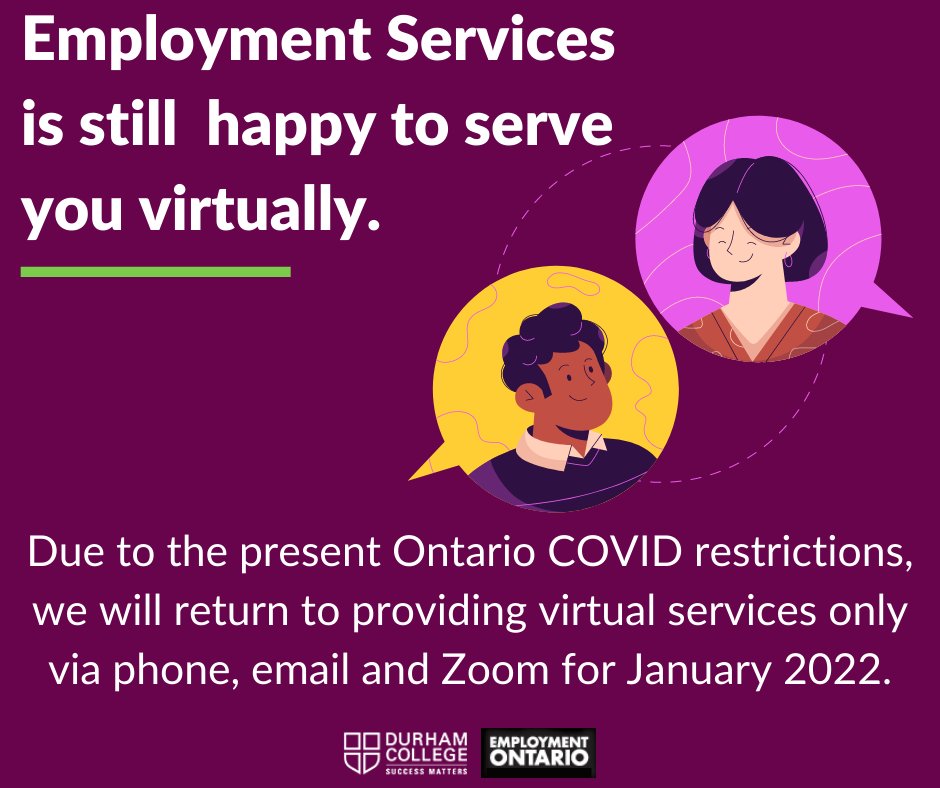 If you are in need of Employment Services assistance, please contact one of the offices closest to you. Visit employmenthelp.ca.

#dcemploymentservices #oshawa #bowmanville #uxbridge #porthope