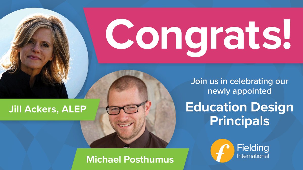 @FieldingInt is incredibly proud to announce the promotions of @IBPBLJill and @mike_posthumus to Education Design Principals. #Congratulations Jill and Mike! #thankyou for elevating the expertise of our team, and the teaching and learning environments of our school designs.