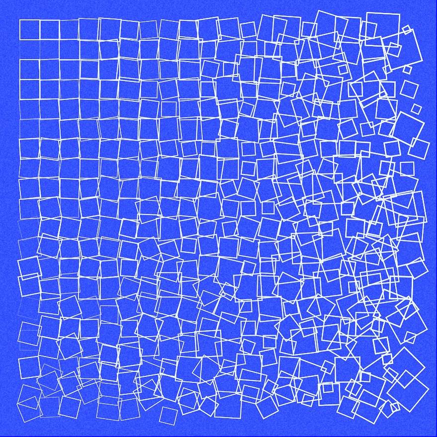 henlo_world_'s tweet photo. #genuary2022 Day 5: Destroy a square. 

Sincere apologies if this is your thousandth ‘Schotter’ style piece of the day - couldn’t resist. #genuary https://t.co/7nzwlibqkU