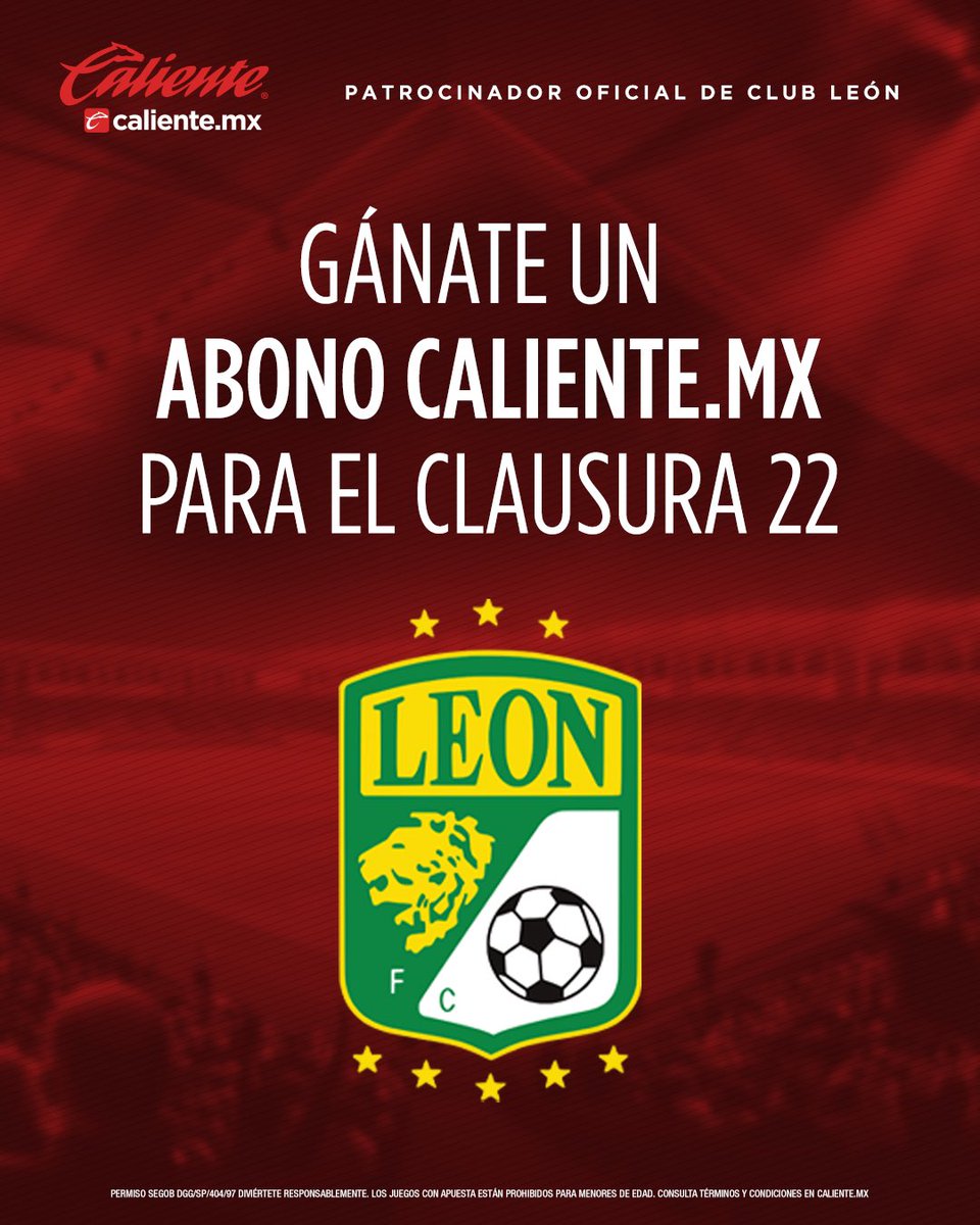 clubleonfc's tweet photo. 🚨https://t.co/ScUYtgt40b te lleva al ESTADIO🚨
 
Gana un ABONO DOBLE para nuestros juegos de local, incluye Fase Final 🔥🦁
 
Haz lo siguiente 👇🏽
1️⃣Sigue a @calientesports y @clubleonfc 📲
2️⃣Dale 🔁 y ❤️
3️⃣Comenta los Hashtags #SerFieraEsUnOrgullo y #MásAcciónMásDiversión 🔥 https://t.co/YEFMBaP7Xs
