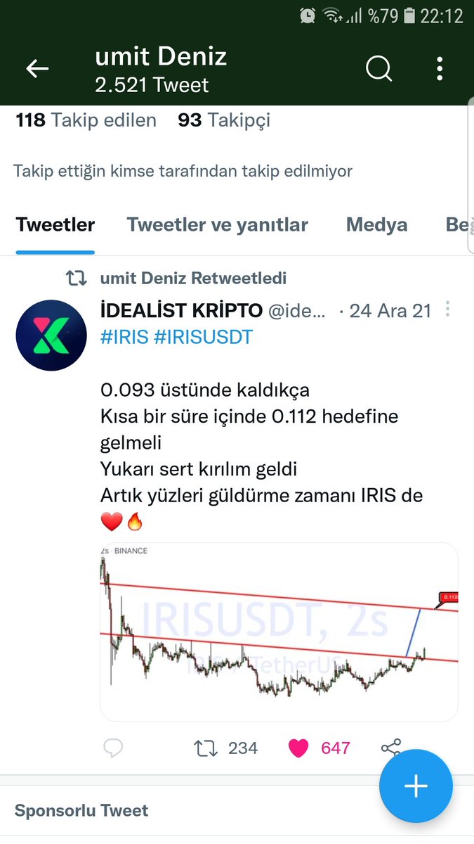 #iris #irisusdt #idealistkripto . Bugün düşeni kırdığını düşündüğüm ve paylaştığım #iris ' i 24 Aralıkta #idealistkripto paylaşmış bile 😅😅😅