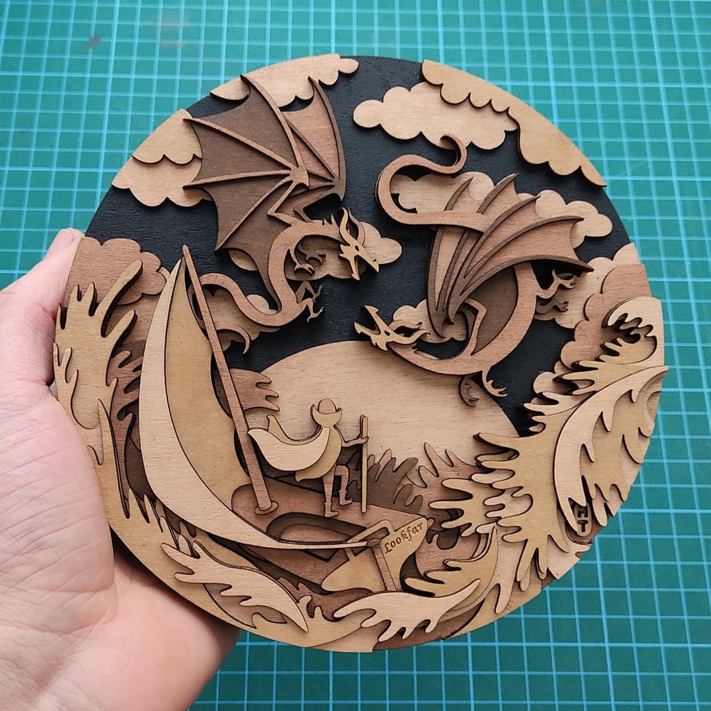 mtomsky's tweet photo. Another one from the end of last year. Lookfar, my homage to one of the greatest fantasy books ever written, freshly assembled and ready to pack.
-
-
#art #design #illustration #craft #woodworking #lookfar #fantasy #fantasyart #dragon #fantasyillustratio… https://t.co/0aLUM4EQWn https://t.co/JzdzMw5Pyg