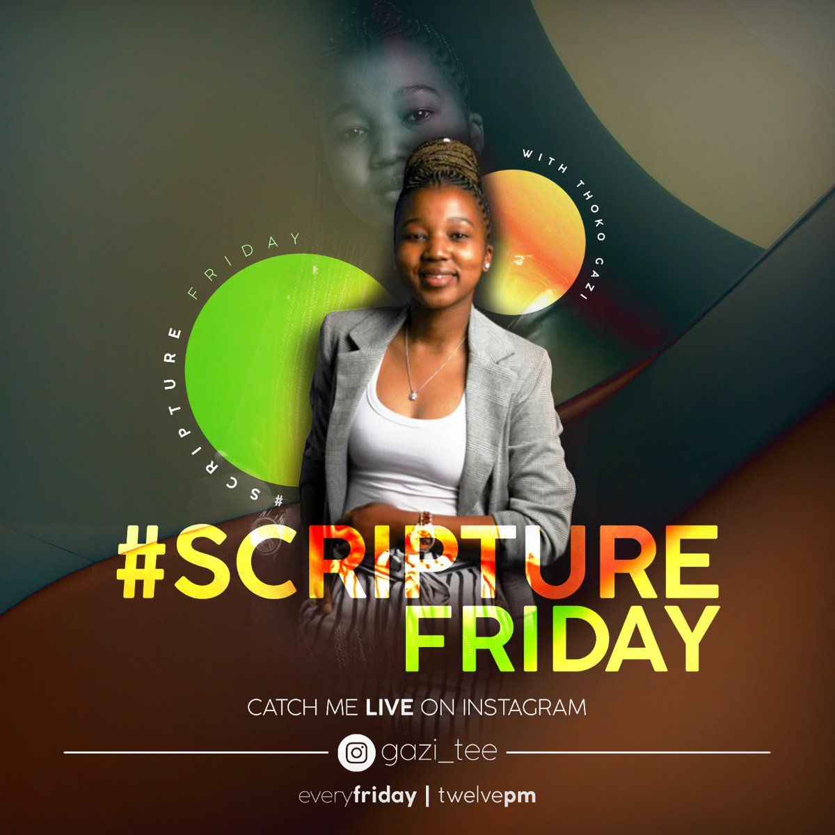 GaziThokozile's tweet photo. #ScriptureFriday
Every Friday at 12h00
Live on Instagram @gazi_tee
Hope to see you this Friday
You're blessed https://t.co/qkDpscrFt5