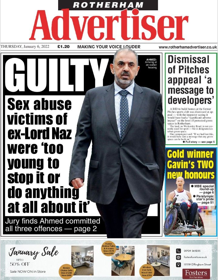 After prolonged proceedings in court... Nazir Ahmed guilty.

This week's <a href="/rotherhamtiser/">Rotherham Advertiser</a>. #buyapaper