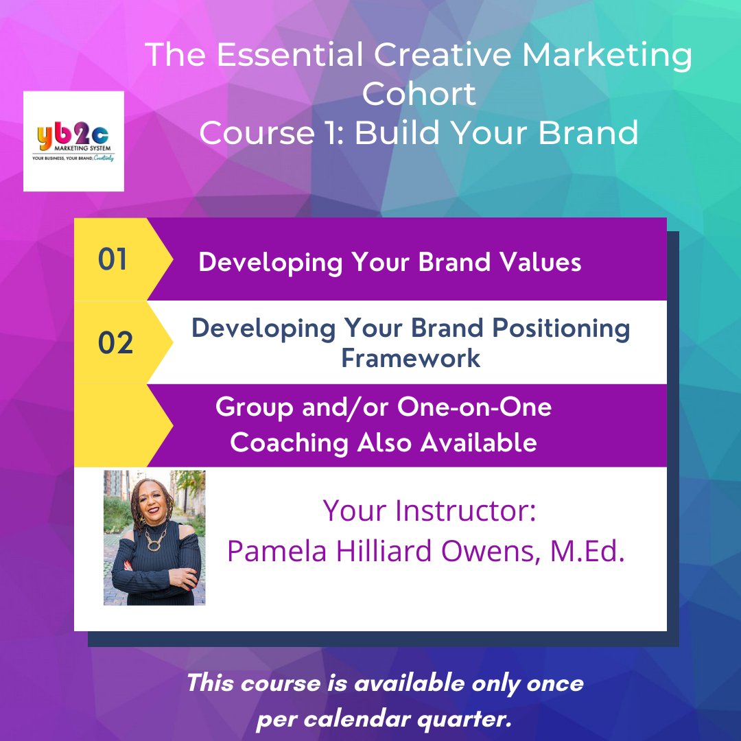 YB2C_System's tweet photo. Are you a creative or solo professional looking to improve the branding and marketing for your business? The 1st Course of the Essential Creative Marketing Cohort is open NOW! Enrollment closes on Jan 7. I'd love to work with you! For info and to enroll: https://t.co/Wz5eMLLtyi https://t.co/owMBLKt24n
