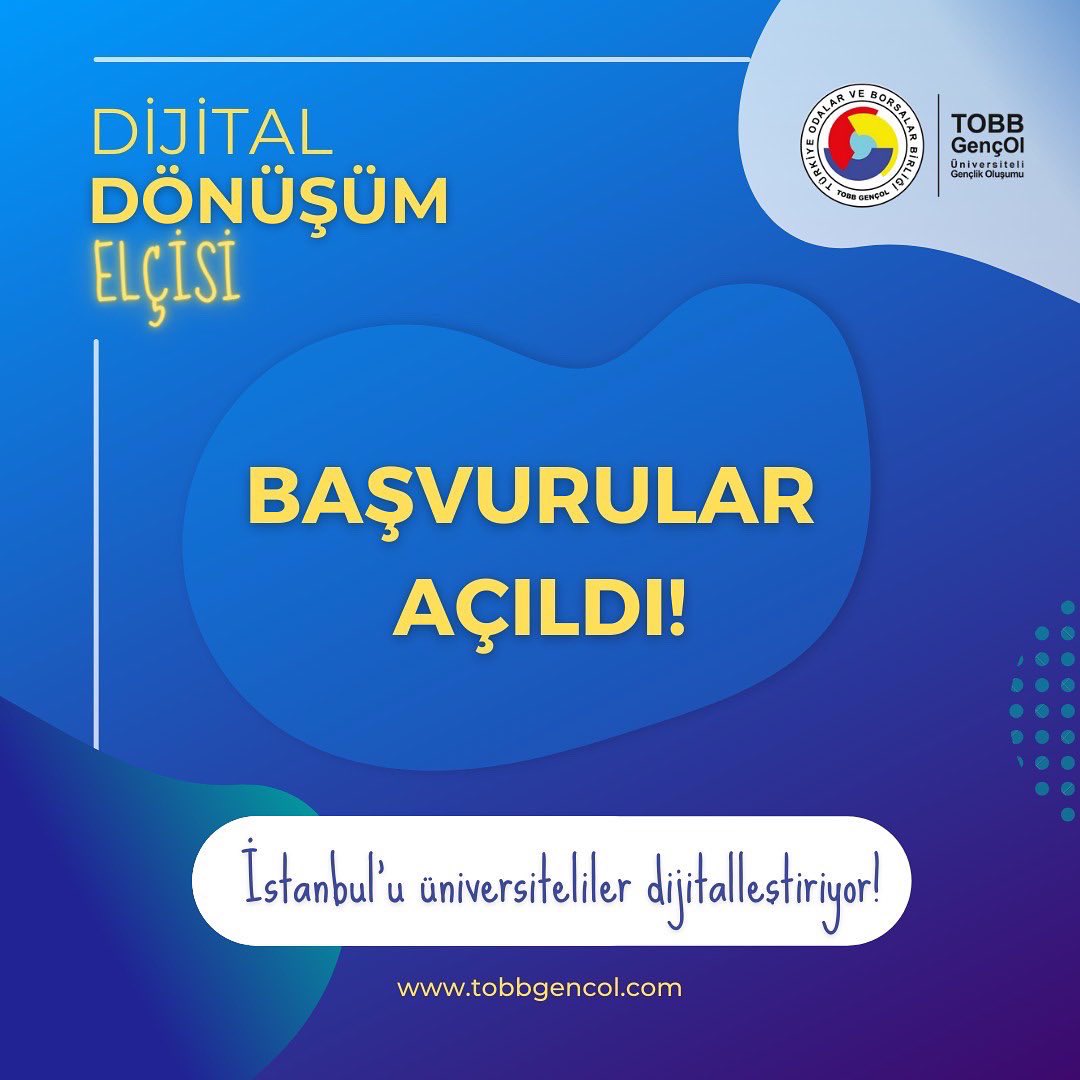 tobbgencol's tweet photo. 2022'ye yeni bir proje ile hoş geldin diyoruz! 🎉

İstanbul'da yer alan şirketlerin dijitalleşmesine katkıda bulunmak hatta başrolde yer almak ister misin ? 

Başvuru Formu: https://t.co/CKYnIfNO0A https://t.co/zqPYt2oVJl