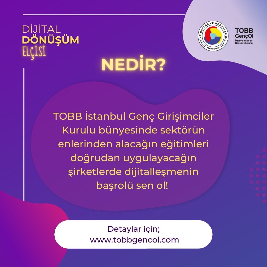 tobbgencol's tweet photo. 2022'ye yeni bir proje ile hoş geldin diyoruz! 🎉

İstanbul'da yer alan şirketlerin dijitalleşmesine katkıda bulunmak hatta başrolde yer almak ister misin ? 

Başvuru Formu: https://t.co/CKYnIfNO0A https://t.co/zqPYt2oVJl