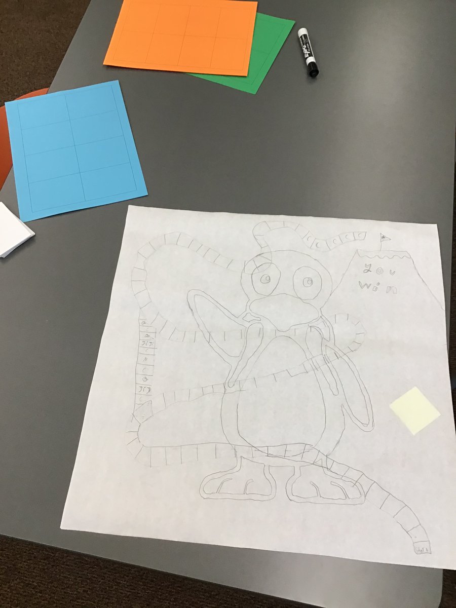 44BBeck's tweet photo. @EarlhamSchools 4th graders in the beginning stages of designing an @STMath board game. Lots of problem solving, perseverance and respectful discussion as they share ideas and make decisions for the game. https://t.co/ivnq9RVosg