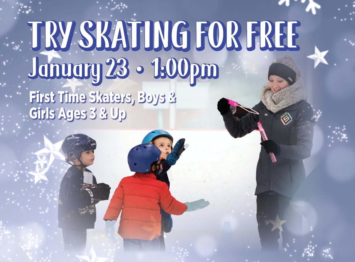 Try Skating for Free on Sunday, January 23rd at 1:00 p.m. This is for first-time skaters ages 3-12 years old. 

Register today: noviicearena.com/tryskatingforf…