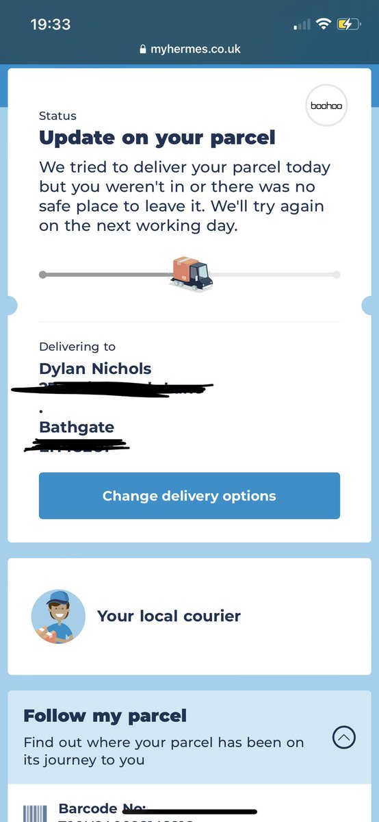 miaprincess6n2m's tweet photo. I am currently on day SEVEN of isolation due to covid and @Hermesparcels hit out with ‘you weren’t in’. Absolute bullshit. Fucking joke of a company 🤬 https://t.co/xGGU6cWh9B