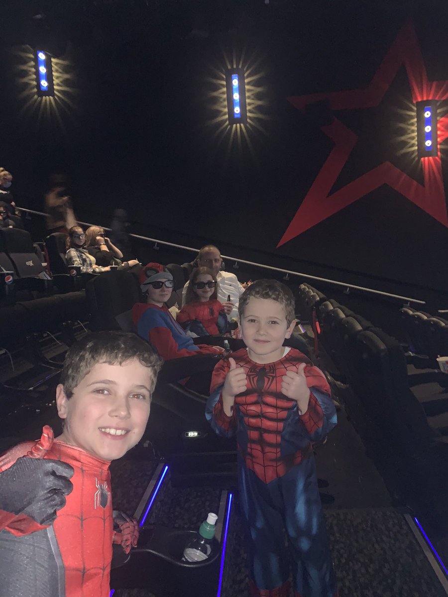 CarynEv's tweet photo. @TomHolland1996 the only way to watch No way home! 4DX and we loved it, from your UK super fans. Sofia, Lilia, Elias and Ruben 🕷 https://t.co/ubN6DSJcFD