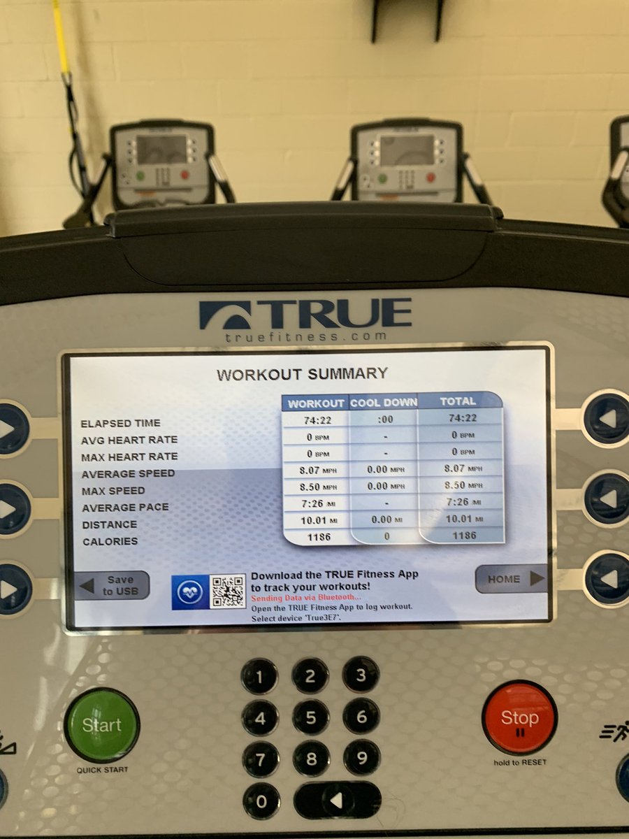 countryroadrun1's tweet photo. Hit the treadmill today at our rec center.  10 miles at a 7:26 pace.  Noticed at mile 7 I had moved the treadmill.  Crazy! https://t.co/oA9jOWpmE4