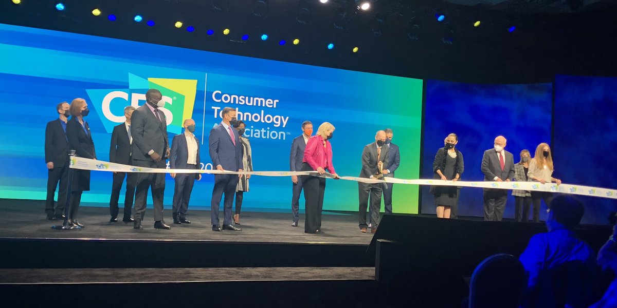 TradeShowExec's tweet photo. At long last!
CES officially opened this morning with the show management team on the stage cutting the ribbon. It was announced that as of this morning, 2300 exhibitors and 19 countries are represented at CES. #CES2022 https://t.co/6mffJyeL2d