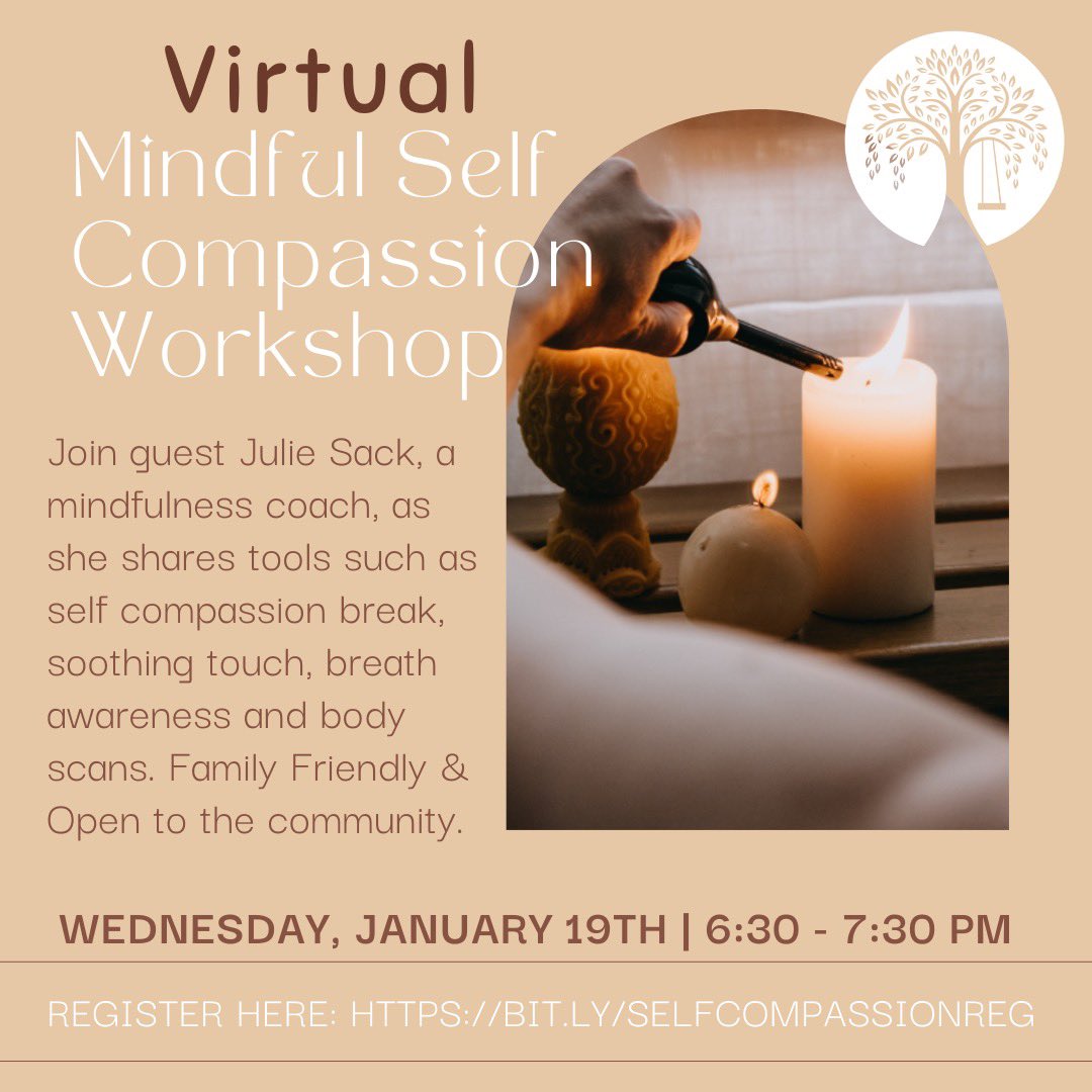 WillowHouse's tweet photo. WORKSHOP CHANGE!!

Our virtual self-compassion workshop will now take place on January 19th #mindfulness #selfcompassion #workshop https://t.co/G98zl9y1uo