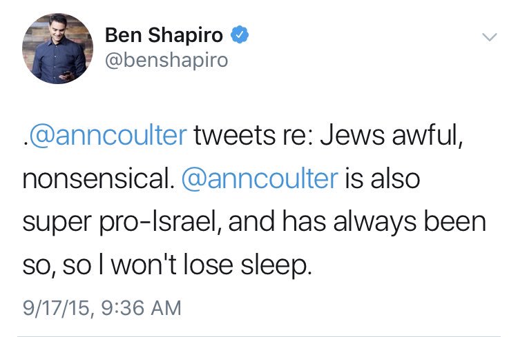 just change ann coulter for JK rowling and you know why ben shapiro is defending her
