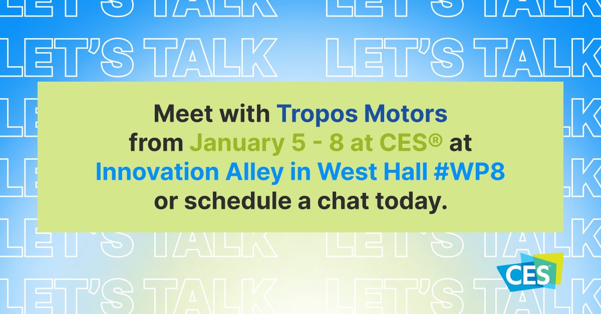 Tropos Motors is at #CES2022! Want to learn more about Tropos Motors? We’re here in Las Vegas from January 5 - 8. Find out more at troposmotors.com to schedule a chat with us today.