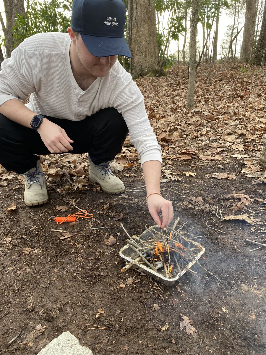 BurrillMadison's tweet photo. A true @LLBean #BeanBoot moment with the fire Ethan and I started in class today. #COR4240 #ElonEd #NatureAwareness #NatureClassroom https://t.co/TJn6LQdf0l