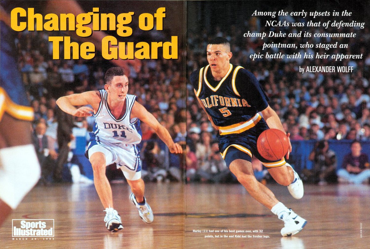 The pic I took of @MHSLadyBBall's Elli Guiney dribbling against <a href="/VVHSgbb/">Valley Vista Girl’s Basketball</a>'s Jennah Isai reminds me of this SI photo I had on my childhood bedroom wall for many years: Jason Kidd dribbling against Bobby Hurley in their California-Duke matchup in the '93 NCAA tourney.