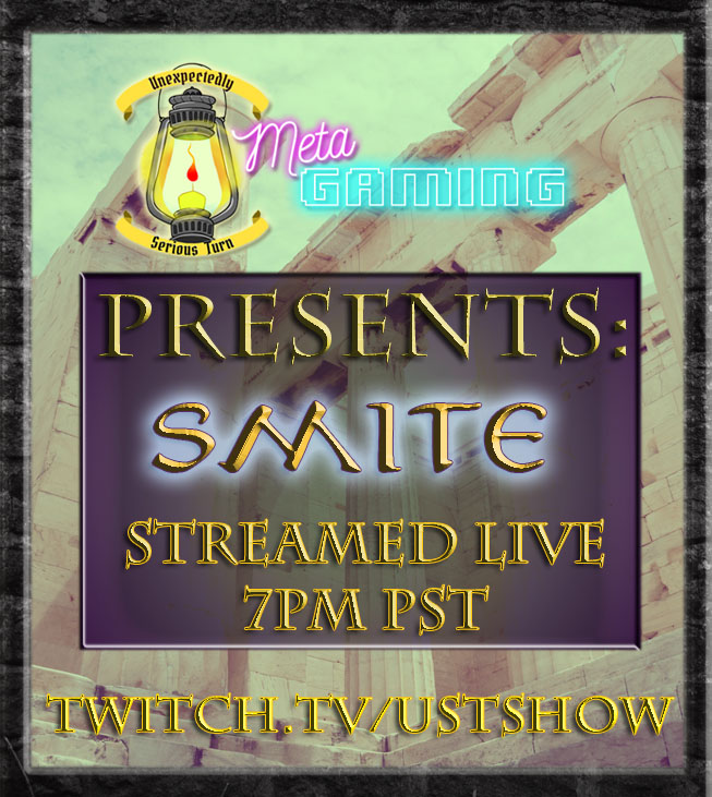 UST_Show's tweet photo. TONIGHT!  We re-join the universe of #SMITE 7pm PST at https://t.co/zHhgbOikVA! FIRST STREAM OF THE NEW YEAR! Join us for #Metagaming for our #twitchstream playing all sorts of different gods and a huge brawl! https://t.co/UwZq4i61ke