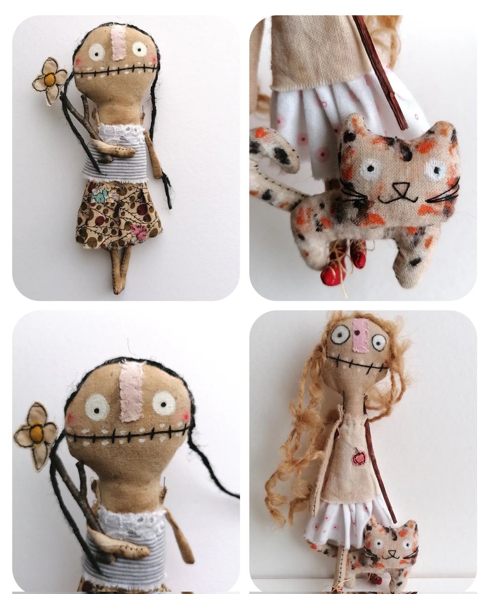 Hello #handmadeHour 😊

Here are my two latest little ladies available on Big Cartel bit.ly/2VyfyBN
They are handmade from fabric dyed in tea 🍵 and are ready to pop up your walls.
#shopsmallbiz #ShopSmallUK