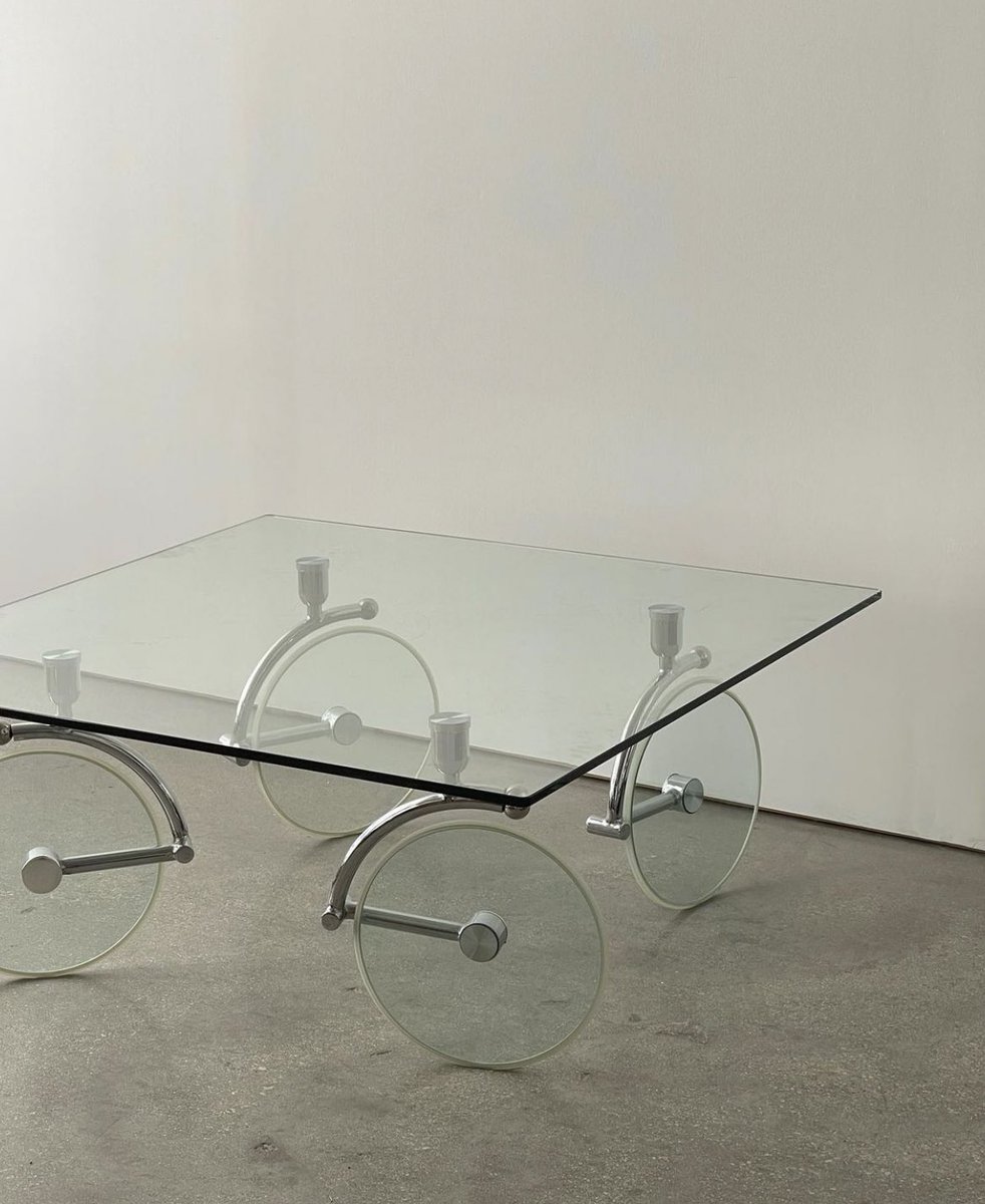 moss_1271's tweet photo. Bicycle Tour Coffee Table on wheels attributed to Gae Aulenti for Fontana Arte Italy, 1980s https://t.co/vUSxhLLA4R