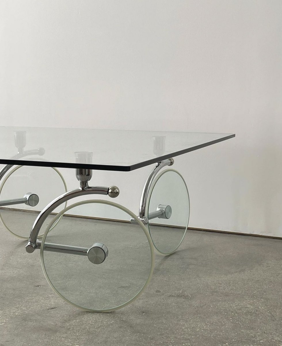 moss_1271's tweet photo. Bicycle Tour Coffee Table on wheels attributed to Gae Aulenti for Fontana Arte Italy, 1980s https://t.co/vUSxhLLA4R