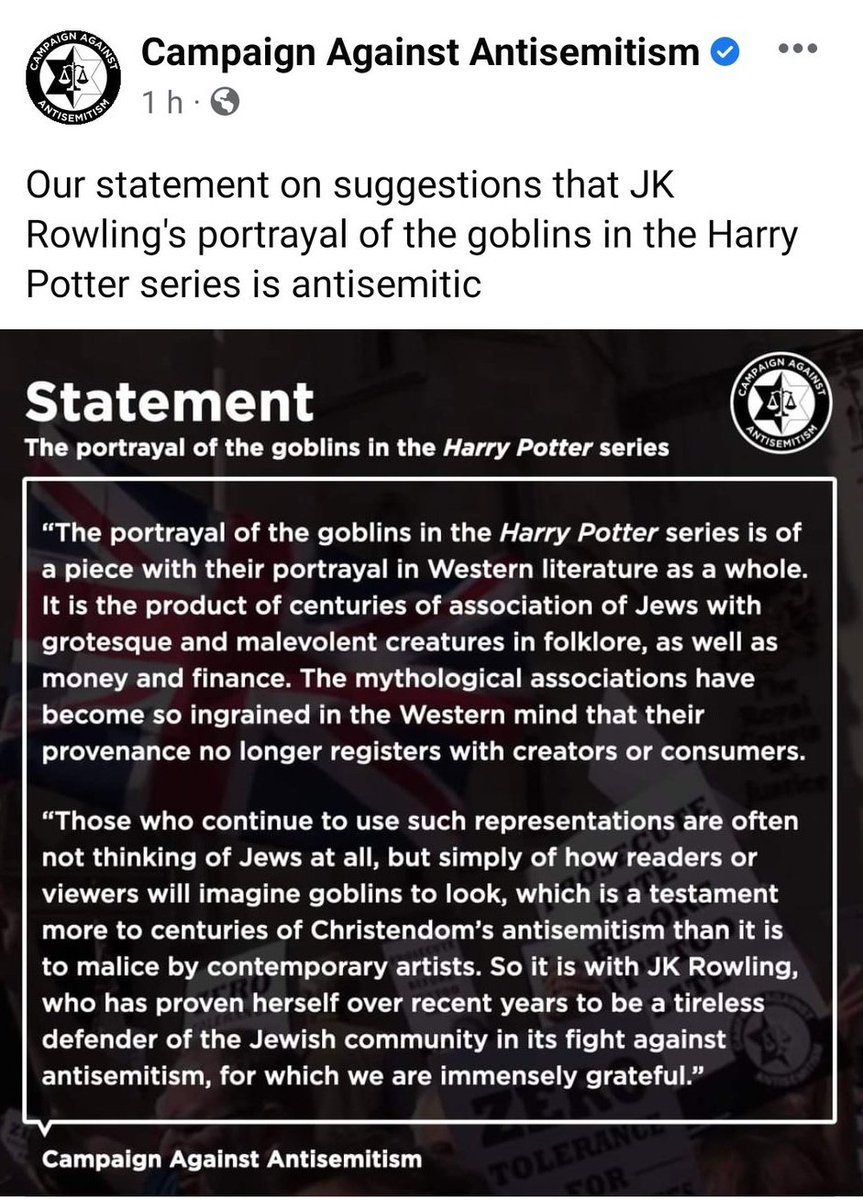 I seem to remember something about a mural that was 10000000% a sign of a specific persons deep and profound antisemitism.

But apparently very obviously AS goblins aren't actually AS at all, the author is just a sad victim of circumstance! 

Make it make sense!