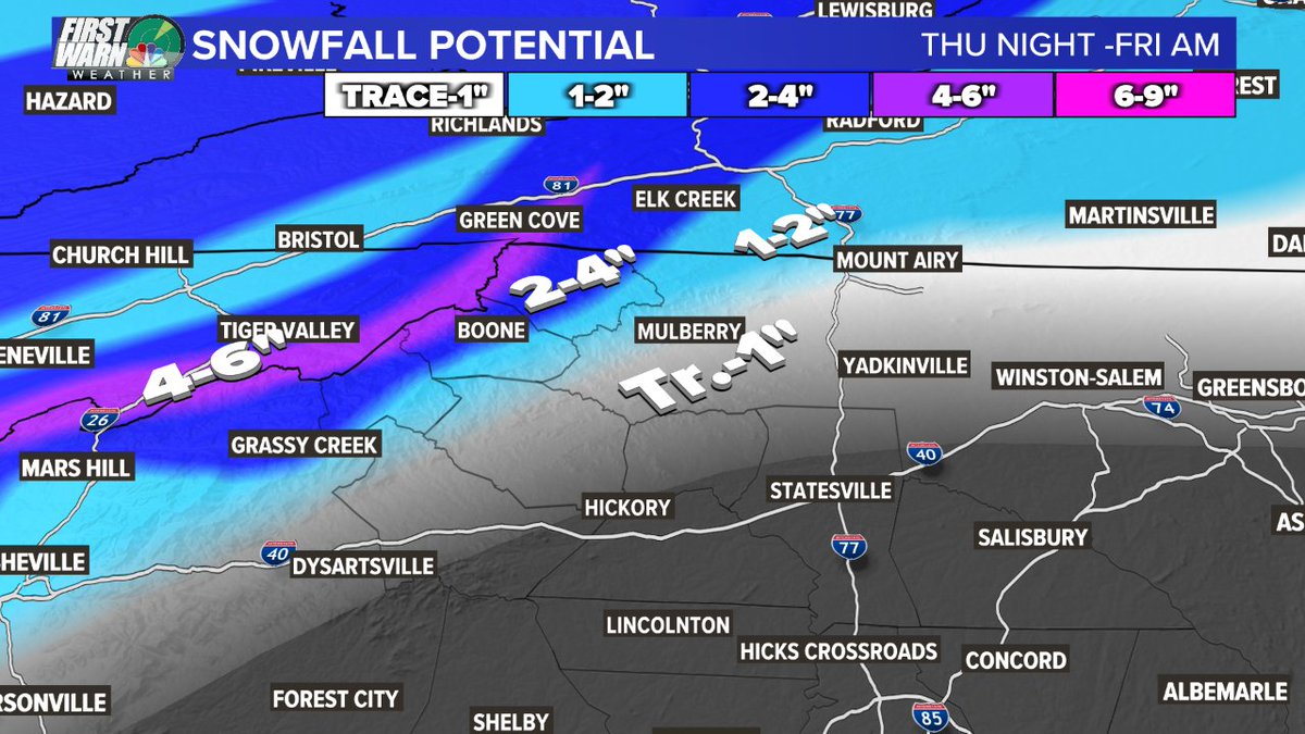 wxbrad's tweet photo. A fast-moving winter storm moves into the mountains late tomorrow and early Friday morning. Great news for the ski resorts. #wncwx #snOMG #ncwx #scwx #cltwx #wcnc https://t.co/Fo70kHEgL7