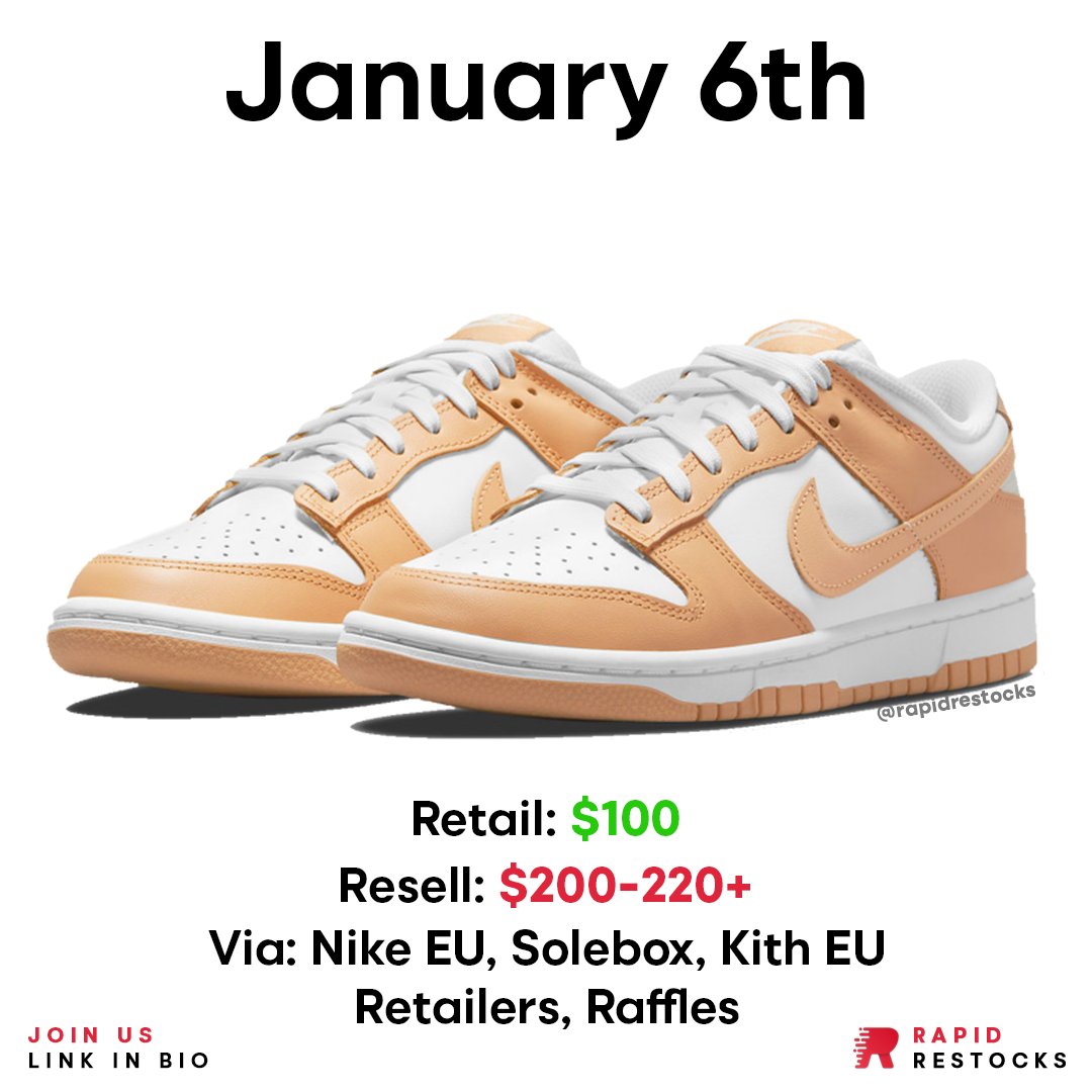 RapidRestocksio's tweet photo. The Nike Dunk Low "Harvest Moon" 🍂

Who's trying their luck on this pair tomorrow? 🤞

join us - https://t.co/R15g86dldO https://t.co/cFEJGxApvZ