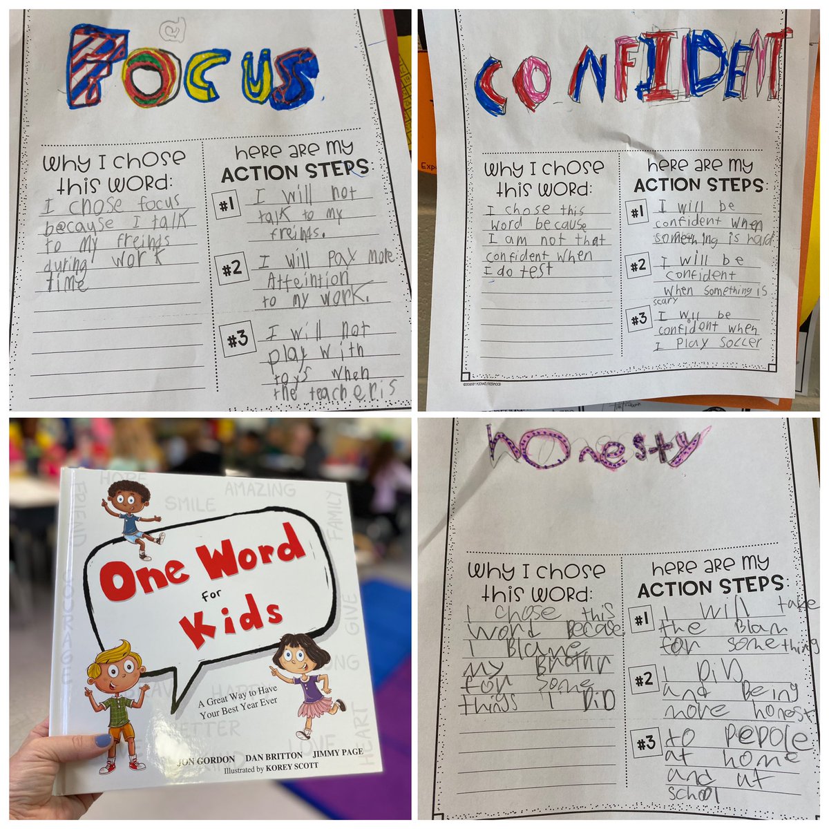 DaniFSUteacher's tweet photo. My kiddos worked hard on their 2022 word goals! One Word for Kids is a great book for this activity! My kiddos loved it! @KSpringsLions @COBB_ELA https://t.co/MFZ20BqHnZ