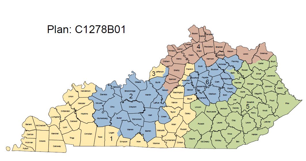 KySportsRadio's tweet photo. The new Kentucky Congressional District map is RIDICULOUS

Putting Frankfort and Fulton County is so stupid

All done so Andy Barr can have easier races and Jamie Comer can live in Frankfort.  I like both guys…but COME ON! https://t.co/uGYIuTkZJ4