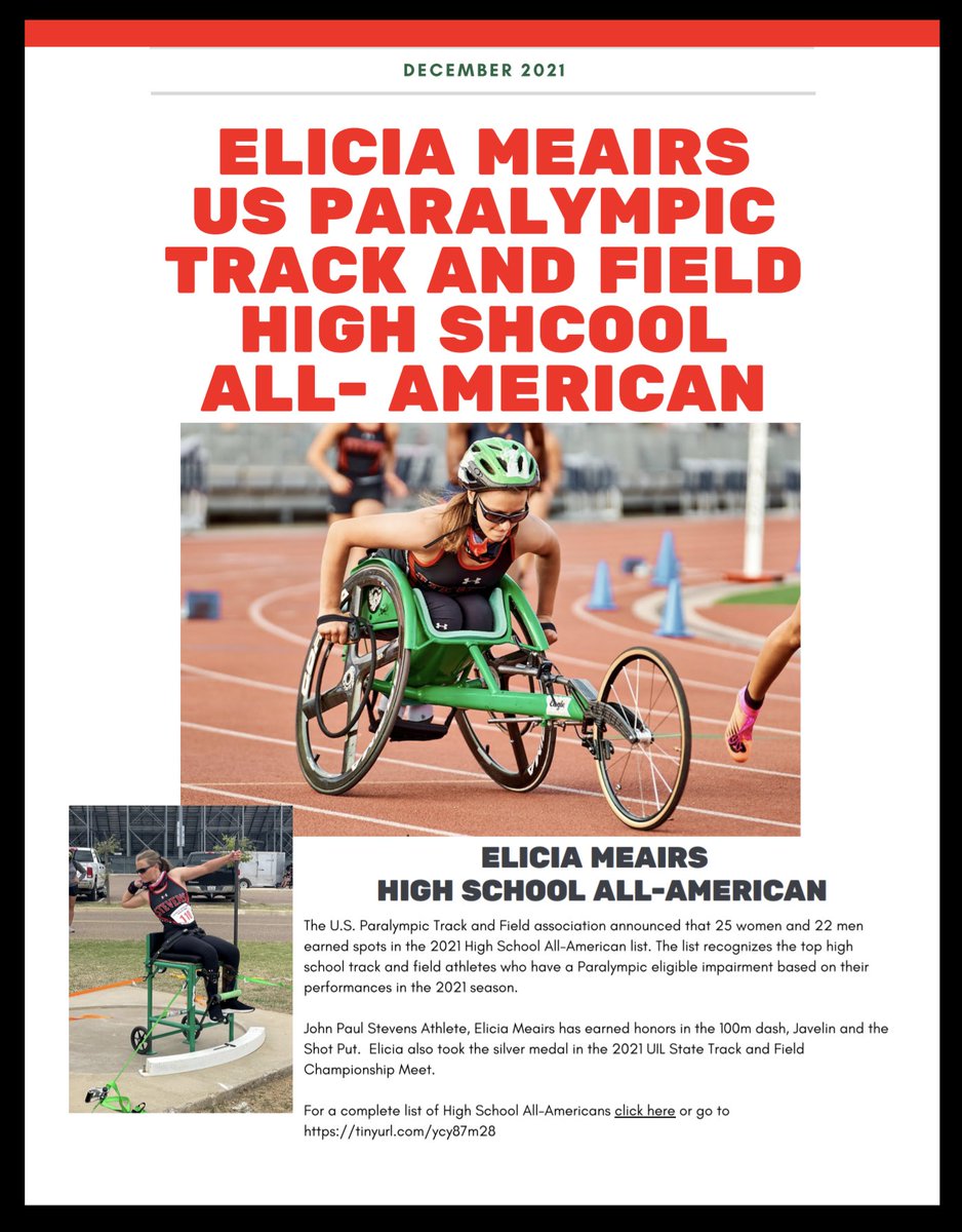 FalconsAth's tweet photo. Congrats to Elicia Meairs on being honored as a High School All-American. She received this honor based on her 2021 UIL State Track Performance. https://t.co/1GcSYpVxmF