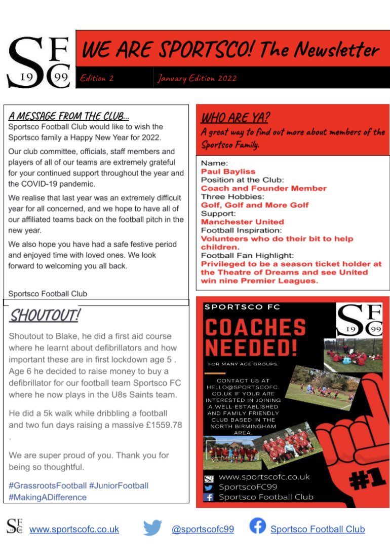 Here is the second edition of We Are Sportsco! The Newsletter…

You can view the whole second edition here ➡️ sportscofc.co.uk/News

#GrassrootsFootball