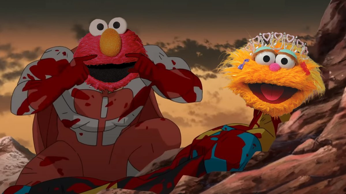 PrimeVideo's tweet photo. Think, Zoe! Rocco cannot enjoy the cookie as much as Elmo, because Rocco is a ROCK! https://t.co/ur6xQbXppq