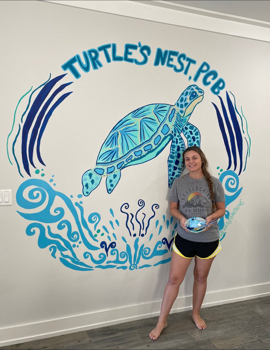 artdeRose's tweet photo. Turtle mural is finished! This one is for a rental condo. Look at all of those pretty blues 💙🐢🌴🌊 https://t.co/Lp5DTwUFrb