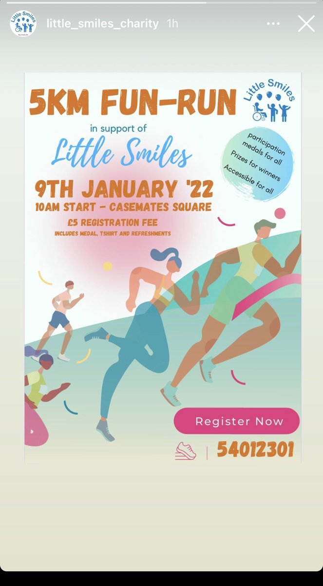 Its called a Fun Run but can be walked. Accesible to all fitness levels and abilities. Suitable for families to. Please pop down and support this amazing charity. Please retweet if you don’t mind 😊✌️