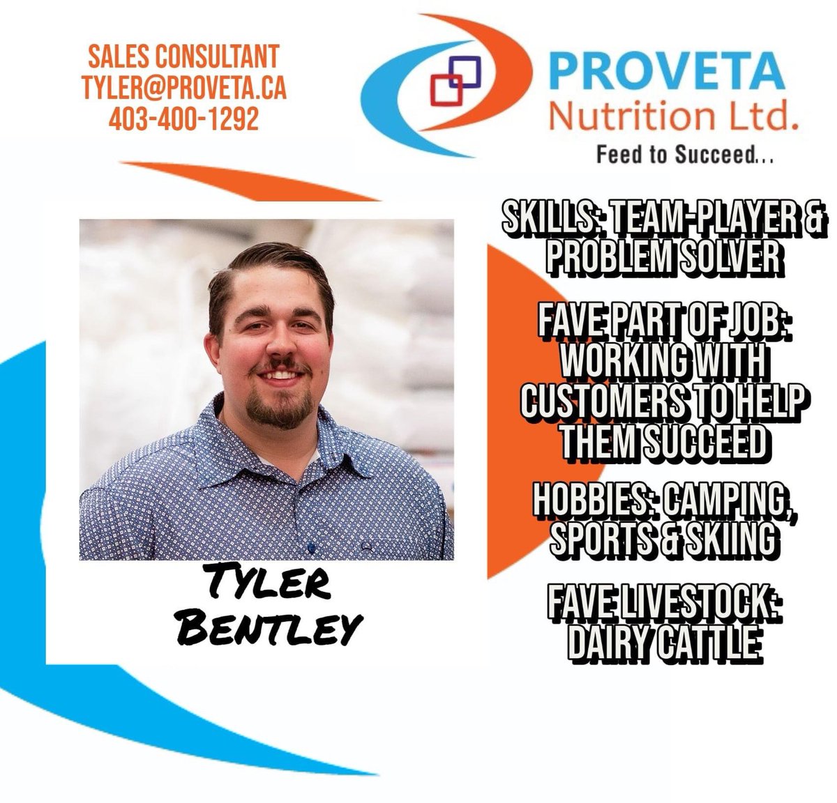 ProvetaNutriti1's tweet photo. Introducing Tyler!

Tyler is based out of our Stettler location and services most of our Alberta clients. https://t.co/HPRFJUlnV4