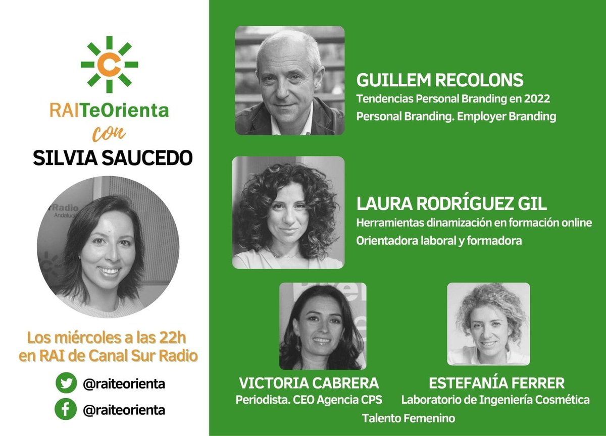 La noche de #ReyesMagos adelantamos el #podcast de #RAITeOrienta para que nos escuches mientras llegan...

canalsur.es/radio/programa…

#orientacion #formacion #empleo #emprendimiento #marcapersonal #PersonalBranding #comunicacion #talentofemenino #formadores #docentes