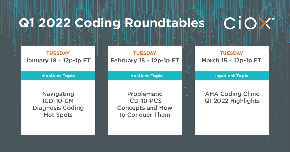 CioxHealth's tweet photo. Ciox offers a wide range of educational opportunities through our expert-led Coding Round Tables. Each attendee will receive 1 CEU. Register for the latest quarter's Coding Round Tables! #Ciox #CoderEducation
Register here> https://t.co/3hKiuGVNpY https://t.co/JGZ1DCTy0s