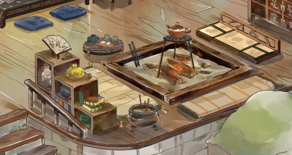 leiahamart's tweet photo. More of the Shire because that's my fav place - an inside look to the study where Frodo finishes his book, as well as a hearth conveniently situated for Gandalf to toss the Ring into. 

I included a little folding screen of the lonely mountain and Smaug for Bilbo. https://t.co/90EpWPHCN5