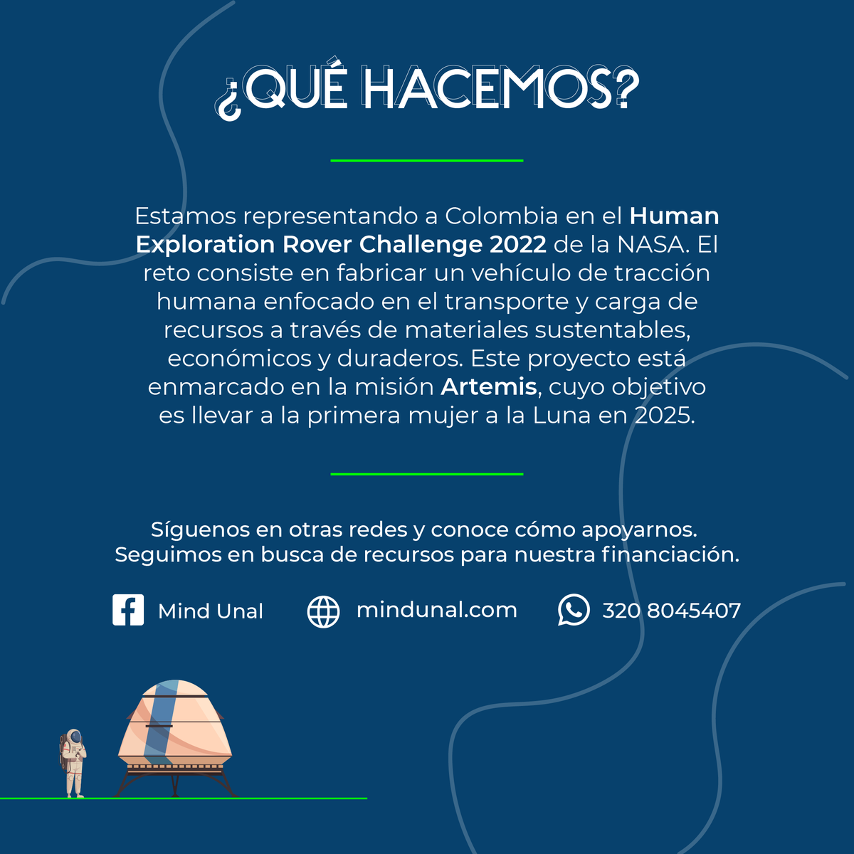 Un poco de información sobre qué hacemos 👀🚀
#humanexplorationroverchallenge #roverchallenge2022 #NASA